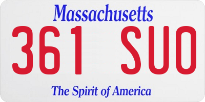 MA license plate 361SU0