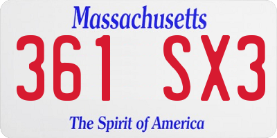 MA license plate 361SX3