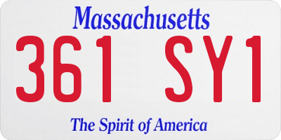MA license plate 361SY1