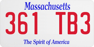 MA license plate 361TB3