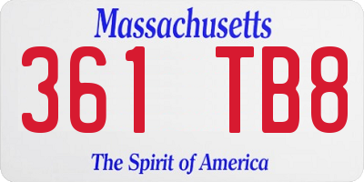 MA license plate 361TB8