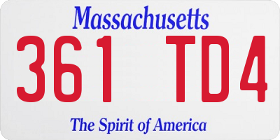 MA license plate 361TD4