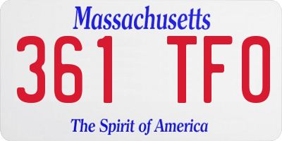 MA license plate 361TF0
