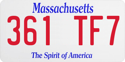 MA license plate 361TF7