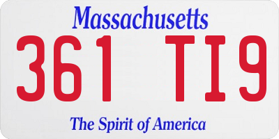 MA license plate 361TI9