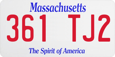 MA license plate 361TJ2