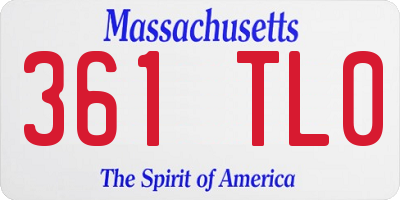 MA license plate 361TL0