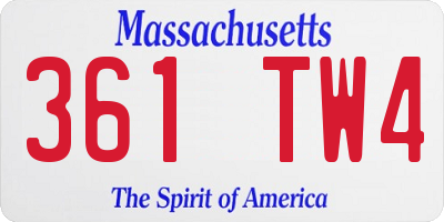MA license plate 361TW4