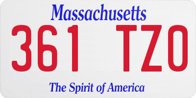 MA license plate 361TZ0