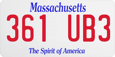 MA license plate 361UB3