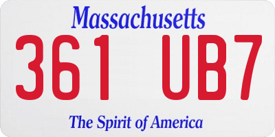 MA license plate 361UB7