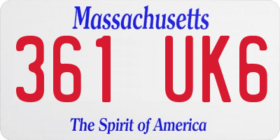 MA license plate 361UK6