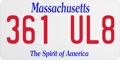 MA license plate 361UL8