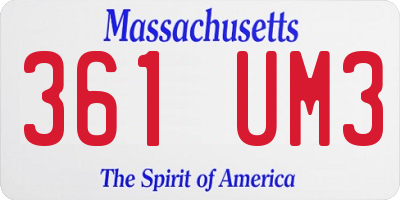 MA license plate 361UM3