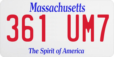 MA license plate 361UM7