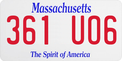 MA license plate 361UO6