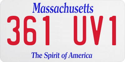 MA license plate 361UV1