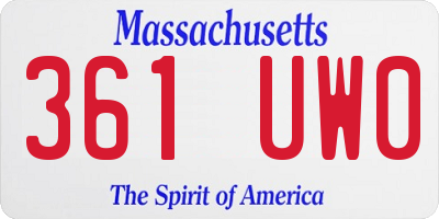 MA license plate 361UW0