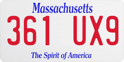 MA license plate 361UX9