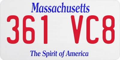 MA license plate 361VC8