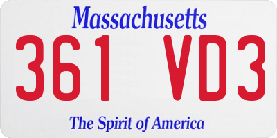 MA license plate 361VD3