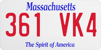 MA license plate 361VK4