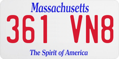 MA license plate 361VN8