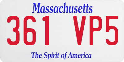 MA license plate 361VP5