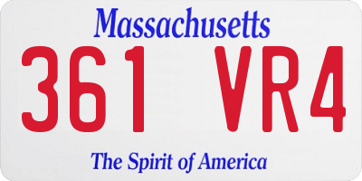 MA license plate 361VR4