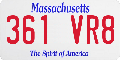 MA license plate 361VR8