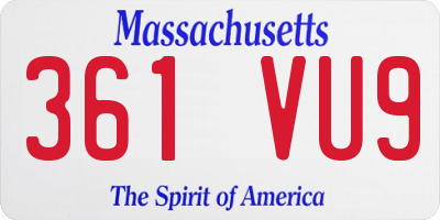 MA license plate 361VU9