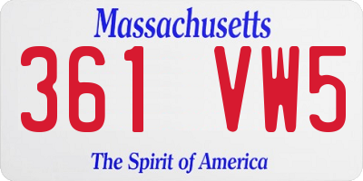 MA license plate 361VW5