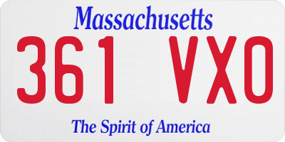 MA license plate 361VX0