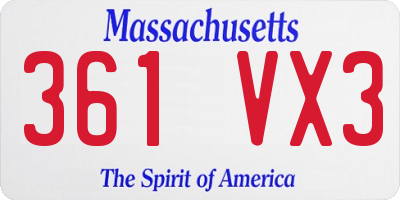 MA license plate 361VX3