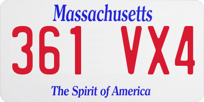 MA license plate 361VX4