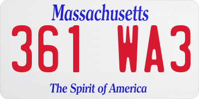MA license plate 361WA3