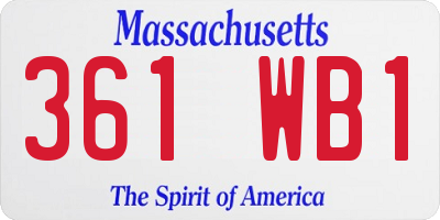 MA license plate 361WB1