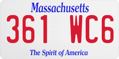 MA license plate 361WC6