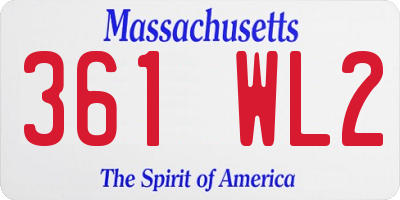 MA license plate 361WL2