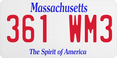 MA license plate 361WM3