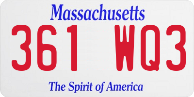 MA license plate 361WQ3