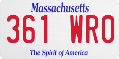 MA license plate 361WR0