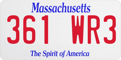 MA license plate 361WR3