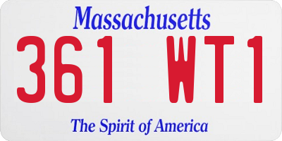MA license plate 361WT1