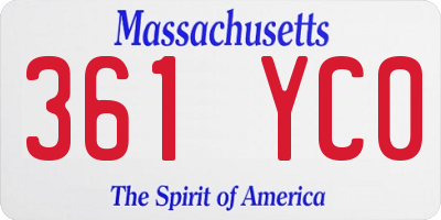 MA license plate 361YC0