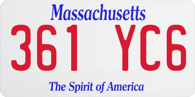 MA license plate 361YC6