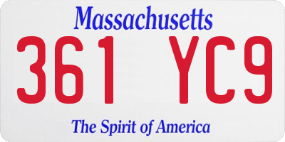MA license plate 361YC9