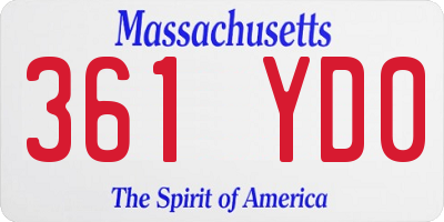 MA license plate 361YD0