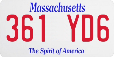 MA license plate 361YD6
