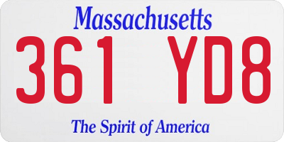 MA license plate 361YD8